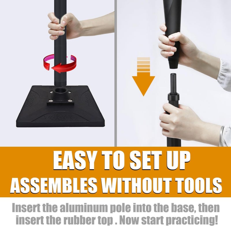 LOMGWAYS Baseball/Softball Batting Tee-(24"-46") Height Adjustable Premium Portable Baseball Tee with Removable Rubber Top and Heavy Duty Base for All Ages - Image 4